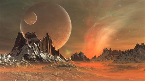 Wallpaper Digital Art Space Planet Fantasy Art Mountains Landscape X Crs