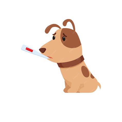 Premium Vector Sick Puppy With Thermometer Sitting Sad Dog With High