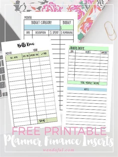 Personal And Business Financial Filofax Sections Free Printables