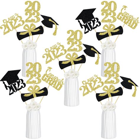 Buy 24pcs Glitter Graduation Party Centerpieces For Tables 2023