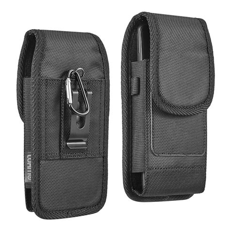 65 Inch Vertical Black Nylon Universal Cell Phone Holster Pouch With
