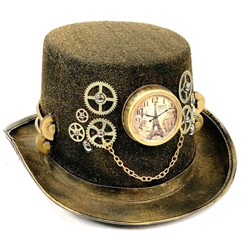 Steampunk Hat With Clock Attached Fancy Dress Costume Festival Etsy