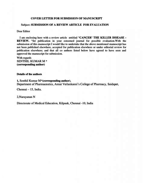 Document submission cover letter template. 018 Research Paper Cover Letter Example Article Submission ...