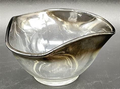 Hitiques Antique Glass Bowl With Silver Rim