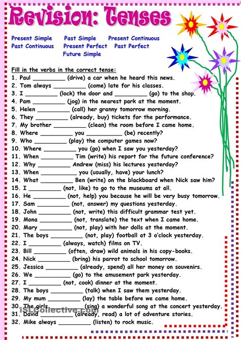 Simple present tense formula for class 5. Tenses:Revision | English verbs, Teaching english grammar ...