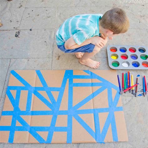Tape Resist Art Activity For Kids Of All Ages Busy Toddler