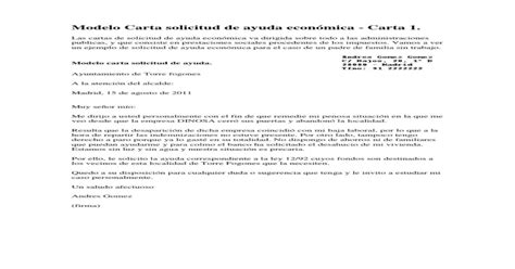 Modelo Carta Solicitud De Ayuda Económica Pdf Document
