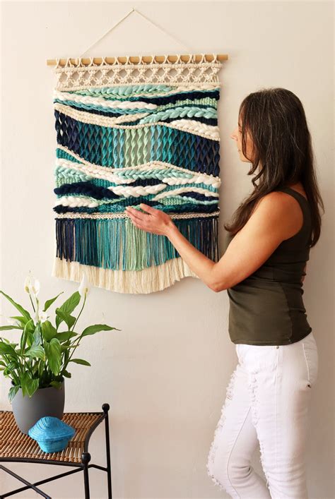 Macrame Weave Tapestry Sea Of Cortez Modern Fiber Art Wall Etsy