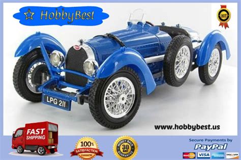 1934 Bugatti Type 59 Blue Race Car Bburago Model 118 Scale Diecast Vehicle