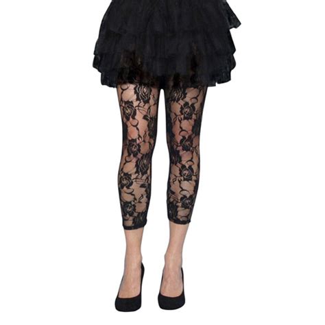 Tights Lace Footless Tights Black A Carnival Products