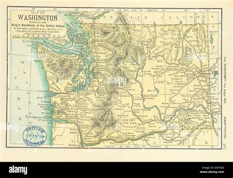 Us Maps1891 P509 Map Of Washington State Stock Photo Alamy