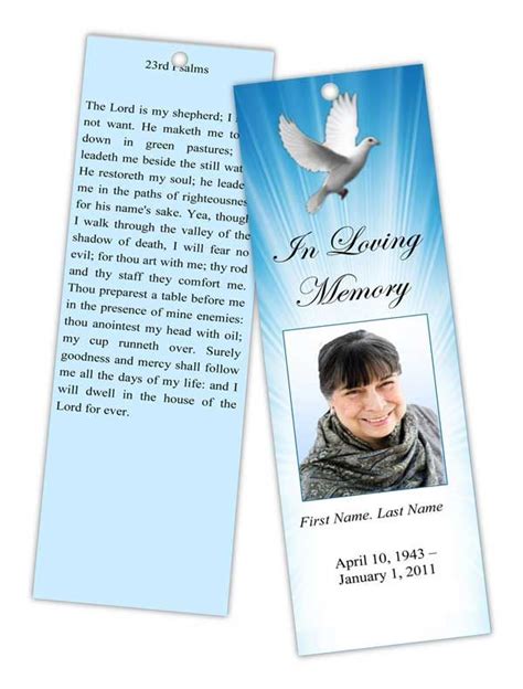 Memorial Bookmark Templates Funeral Bookmarks Obituary Bookmark