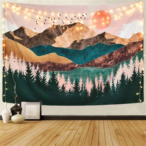 Krelymics Landscape Tapestry Sunset Wall Tapestry Forest Tree