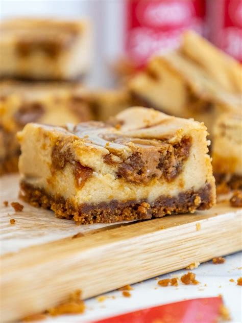 Biscoff Cheesecake Bars With Cookie Butter Swirls