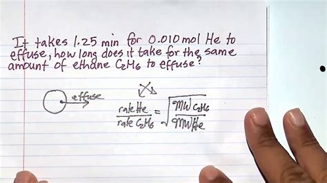Quick Video Calculating The Effusion Rate Ratio Of Ideal Gases Youtube