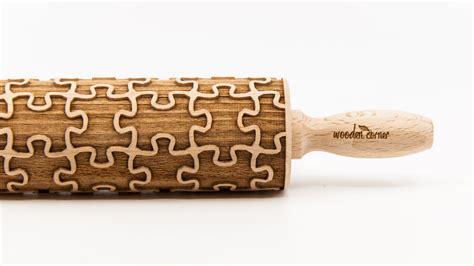 No R155 Puzzle Pattern Rolling Pin Engraved Rolling Rolling Pin