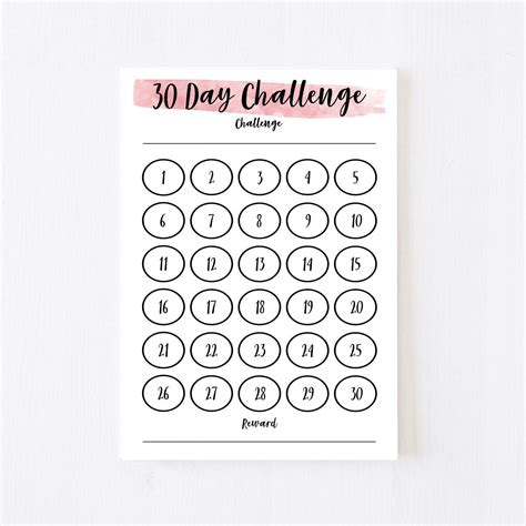 Printable 30 Day Fitness Challenge Chart Digital 30 Day Habit Etsy