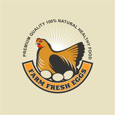 Fresh Farm Eggs Vector Logo Sign The Image Of The Chicken Sitting On