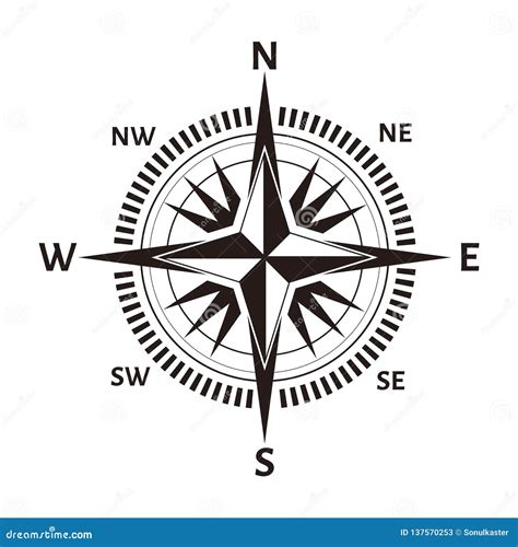 Navigation Compass Wind Rose Icon Vector Retro Nautical Marine Cartography Map North South West East Direction 137570253 