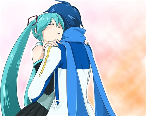 Hatsune Miku Digital Wallpaper Hatsune Miku Boy Girl Hug Feeling