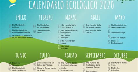 Calendario Ecológico 2020 En 2022 Calendario Educacion Ambiental