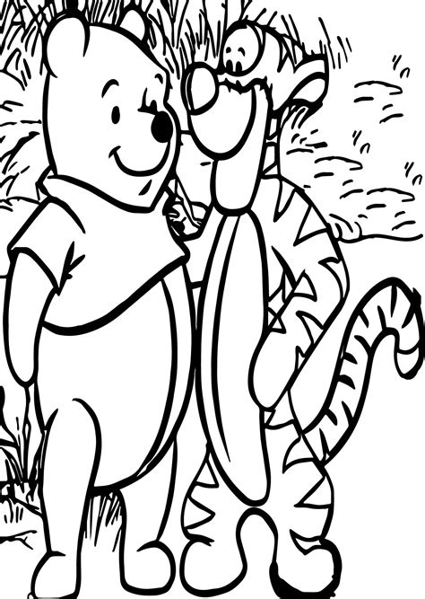 Winnie the pooh coloring pages. Tigger And Pooh Together Coloring Page | Wecoloringpage.com