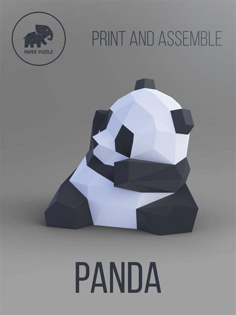Papercraft Cute Panda Model Paper Craft Diy 3d Template Pdf Etsy