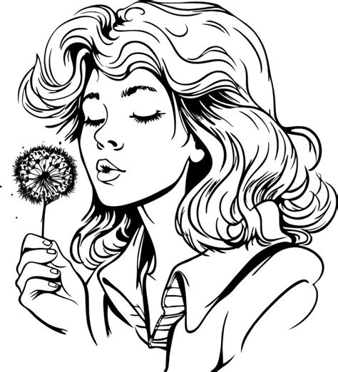Girl Blowing Dandelion Silhouette 25257398 Vector Art At Vecteezy