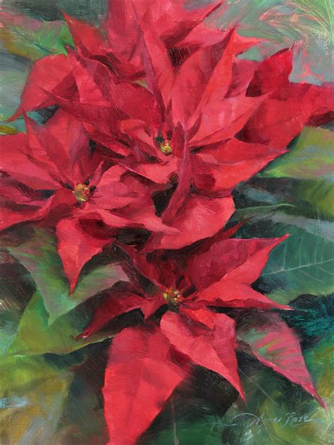 Red Poinsettias Painting By Anna Rose Bain Fine Art America