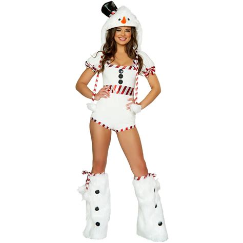 Buy White Short Sleeve Hooded Cute Snowman Costume For Women Adult Christmas