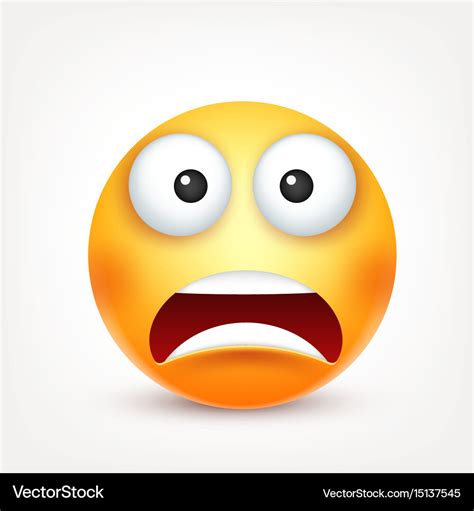 Smiley Scared Emoticon Yellow Face With Emotions Vector Image