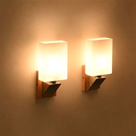 Wall Sconce Modern Japan Style Oak Wooden Wall Lamp Lights Sconce For