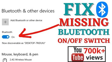 Bluetooth On Off Switch Missing Windows 10 Realtime Youtube Live View