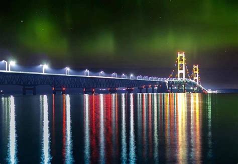 Pin By Karen Head On Michigan Made Mackinac Bridge Northern Lights