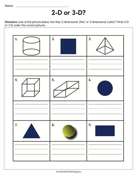 A Worksheet With Two Dimensional Shapes