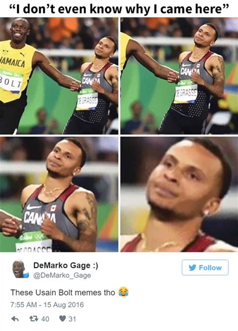 hilarious reactions to usain bolt s winning photo finish in rio usain bolt memes hilarious