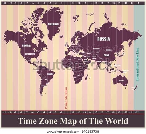 World Map Standard Time Zones Vector Stock Vector Roy