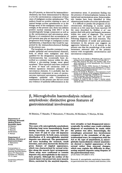 Pdf Beta 2 Microglobulin Haemodialysis Related Amyloidosis Distinctive Gross Features Of