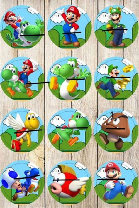 24 Super Mario Bros Cupcake Toppers Instant Download Printable Etsy