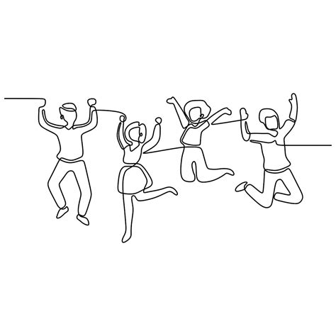 Happy People Jumping Drawing