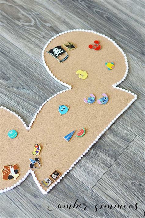 The longest part was letting the paint and hot glue dry. Disney Trading Pin Cork Board - Amber Simmons