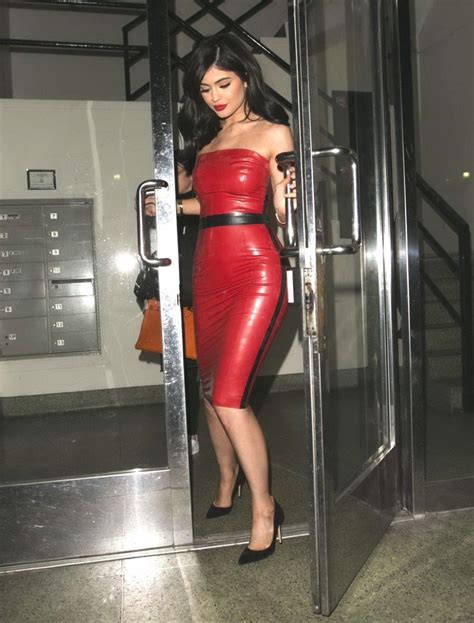 Kylie Jenner In A Red Latex Dress Photos Thefappening