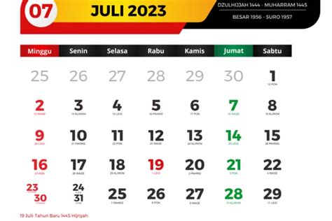 Kalender Jawa Juli 2023 Lengkap Beserta Hari Libur Nasional Dan Hari