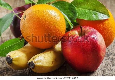 Colored Fruits Apple Banana Orange Pear Stock Photo Edit Now 282112412