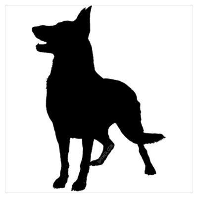 German Shepherd Silhouette Poster | Dog silhouette, German shepherd art, German shepherd dogs