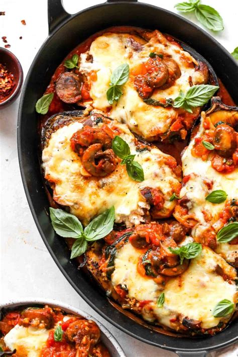 Eggplant Lasagna Boats Vegetarian Low Carb Dishing Out Health