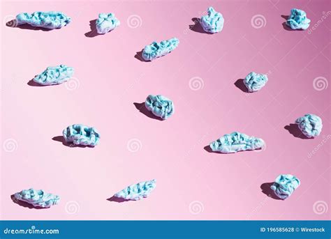 Set Of Chewed Bubble Gums On The Pink Surface For The Background Stock
