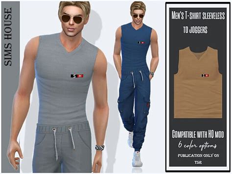 Mens T Shirt Sleeveless To Joggers By Sims House From Tsr • Sims 4