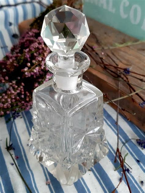 vintage crystal perfume bottle small decanter with stopper etsy perfume bottles crystal