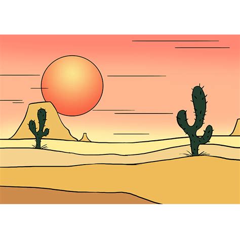 Desert Scene Drawing Easy Easy Watercolor Painting Ideas For
